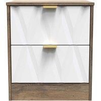 Welcome Furniture Ready Assembled Las Vegas 2 Drawer Bedside Cabinet In White Matt & Vintage Oak