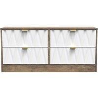 Welcome Furniture Ready Assembled Las Vegas 4 Drawer Bed Box In White Matt & Vintage Oak