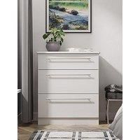 Welcome Furniture Ready Assembled Las Vegas 3 Drawer Deep Chest In White Matt & Vintage Oak