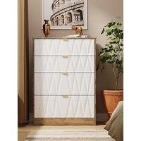 Welcome Furniture Ready Assembled Las Vegas 4 Drawer Deep Chest In White Matt & Vintage Oak