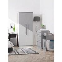 Welcome Furniture Ready Assembled Las Vegas Tall 2 Drawer Wardrobe In White Matt & Vintage Oak
