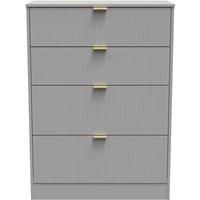Welcome Furniture Ready Assembled Nashville 4 Drawer Deep Chest In Dusk Grey