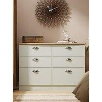 Welcome Furniture Ready Assembled Nashville 3 Drawer Bedside Cabinet In White Matt & Vintage Oak