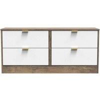 Welcome Furniture Ready Assembled Nashville 4 Drawer Bed Box In White Matt & Vintage Oak