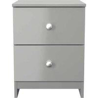 Welcome Furniture Ready Assembled Yarmouth 2 Drawer Bedside Cabinet In Uniform Gloss & Dusk Grey