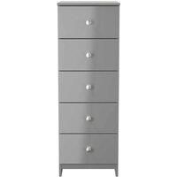 Welcome Furniture Ready Assembled Yarmouth 5 Drawer Bedside Cabinet In Uniform Gloss & Dusk Grey