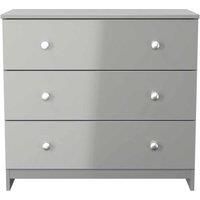 Welcome Furniture Ready Assembled Yarmouth 3 Drawer Chest In Uniform Gloss & Dusk Grey
