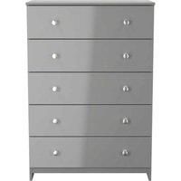 Welcome Furniture Ready Assembled Yarmouth 5 Drawer Chest In Uniform Gloss & Dusk Grey