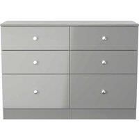 Welcome Furniture Ready Assembled Yarmouth 6 Drawer Midi Chest In Uniform Gloss & Dusk Grey