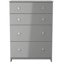 Welcome Furniture Ready Assembled Yarmouth 4 Drawer Deep Chest In Uniform Gloss & Dusk Grey