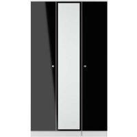 Welcome Furniture Ready Assembled Yarmouth Tall Triple Mirrored Wardrobe In Black Gloss & White