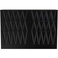 Welcome Furniture Ready Assembled Las Vegas 6 Drawer Midi Chest In Deep Black & Black Matt