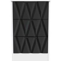 Welcome Furniture Ready Assembled Las Vegas 3 Drawer Bedside Cabinet In Deep Black & White