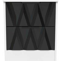 Welcome Furniture Ready Assembled Las Vegas 2 Drawer Bedside Cabinet In Deep Black & White