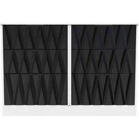 Welcome Furniture Ready Assembled Las Vegas 6 Drawer Midi Chest In Deep Black & White