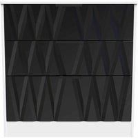 Welcome Furniture Ready Assembled Las Vegas 3 Drawer Deep Chest In Deep Black & White