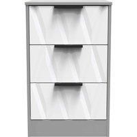 Welcome Furniture Ready Assembled Las Vegas 3 Drawer Bedside Cabinet In White Matt & Dusk Grey
