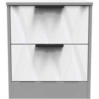 Welcome Furniture Ready Assembled Las Vegas 2 Drawer Bedside Cabinet In White Matt & Dusk Grey