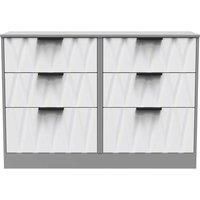 Welcome Furniture Ready Assembled Las Vegas 6 Drawer Midi Chest In White Matt & Dusk Grey