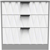 Welcome Furniture Ready Assembled Las Vegas 3 Drawer Deep Chest In White Matt & Dusk Grey