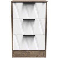 Welcome Furniture Ready Assembled Las Vegas 3 Drawer Bedside Cabinet In White Matt & Vintage Oak