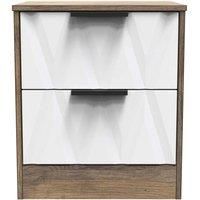 Welcome Furniture Ready Assembled Las Vegas 2 Drawer Bedside Cabinet In White Matt & Vintage Oak