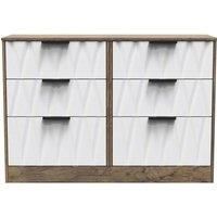 Welcome Furniture Ready Assembled Las Vegas 6 Drawer Midi Chest In White Matt & Vintage Oak