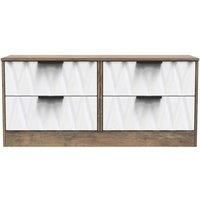 Welcome Furniture Ready Assembled Las Vegas 4 Drawer Bed Box In White Matt & Vintage Oak