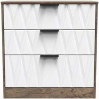 Welcome Furniture Ready Assembled Las Vegas 3 Drawer Deep Chest In White Matt & Vintage Oak