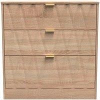 Welcome Furniture Ready Assembled Las Vegas 3 Drawer Deep Chest In Bardolino Oak