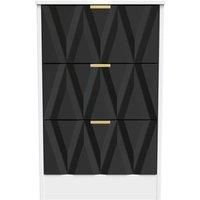Welcome Furniture Ready Assembled Las Vegas 3 Drawer Bedside Cabinet In Deep Black & White