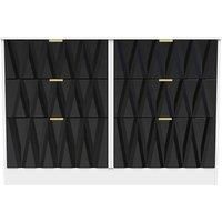 Welcome Furniture Ready Assembled Las Vegas 6 Drawer Midi Chest In Deep Black & White