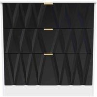Welcome Furniture Ready Assembled Las Vegas 3 Drawer Deep Chest In Deep Black & White