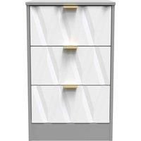 Welcome Furniture Ready Assembled Las Vegas 3 Drawer Bedside Cabinet In White Matt & Dusk Grey