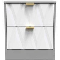 Welcome Furniture Ready Assembled Las Vegas 2 Drawer Bedside Cabinet In White Matt & Dusk Grey
