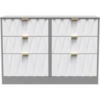Welcome Furniture Ready Assembled Las Vegas 6 Drawer Midi Chest In White Matt & Dusk Grey