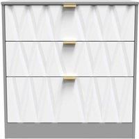 Welcome Furniture Ready Assembled Las Vegas 3 Drawer Deep Chest In White Matt & Dusk Grey