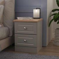 Welcome Furniture Ready Assembled Norfolk 2 Drawer Bedside Cabinet In Dusk Grey & Bardolino Oak