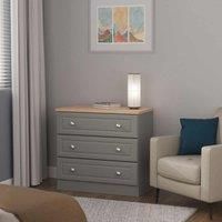 Welcome Furniture Ready Assembled Norfolk 3 Drawer Chest In Dusk Grey & Bardolino Oak