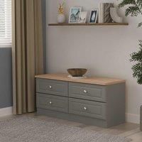 Welcome Furniture Ready Assembled Norfolk 4 Drawer Bed Box In Dusk Grey & Bardolino Oak