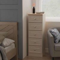 Welcome Furniture Ready Assembled Norfolk 5 Drawer Bedside Cabinet In Kashmir Ash & Bardolino Oak