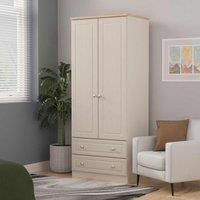 Welcome Furniture Ready Assembled Norfolk 2Ft6In 2 Drawer Wardrobe In Kashmir Ash & Bardolino Oak