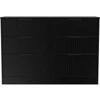 Welcome Furniture Ready Assembled Nashville 6 Drawer Midi Chest In Deep Black & Black Matt