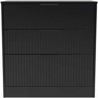 Welcome Furniture Ready Assembled Nashville 3 Drawer Deep Chest In Deep Black & Black Matt
