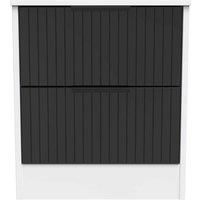 Welcome Furniture Ready Assembled Nashville 2 Drawer Bedside Cabinet In Deep Black & White