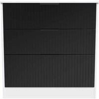 Welcome Furniture Ready Assembled Nashville 3 Drawer Deep Chest In Deep Black & White