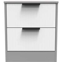 Welcome Furniture Ready Assembled Nashville 2 Drawer Bedside Cabinet In White Matt & Dusk Grey