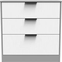 Welcome Furniture Ready Assembled Nashville 3 Drawer Deep Chest In White Matt & Dusk Grey
