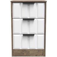 Welcome Furniture Ready Assembled Nashville 3 Drawer Bedside Cabinet In White Matt & Vintage Oak