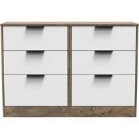 Welcome Furniture Ready Assembled Nashville 6 Drawer Midi Chest In White Matt & Vintage Oak